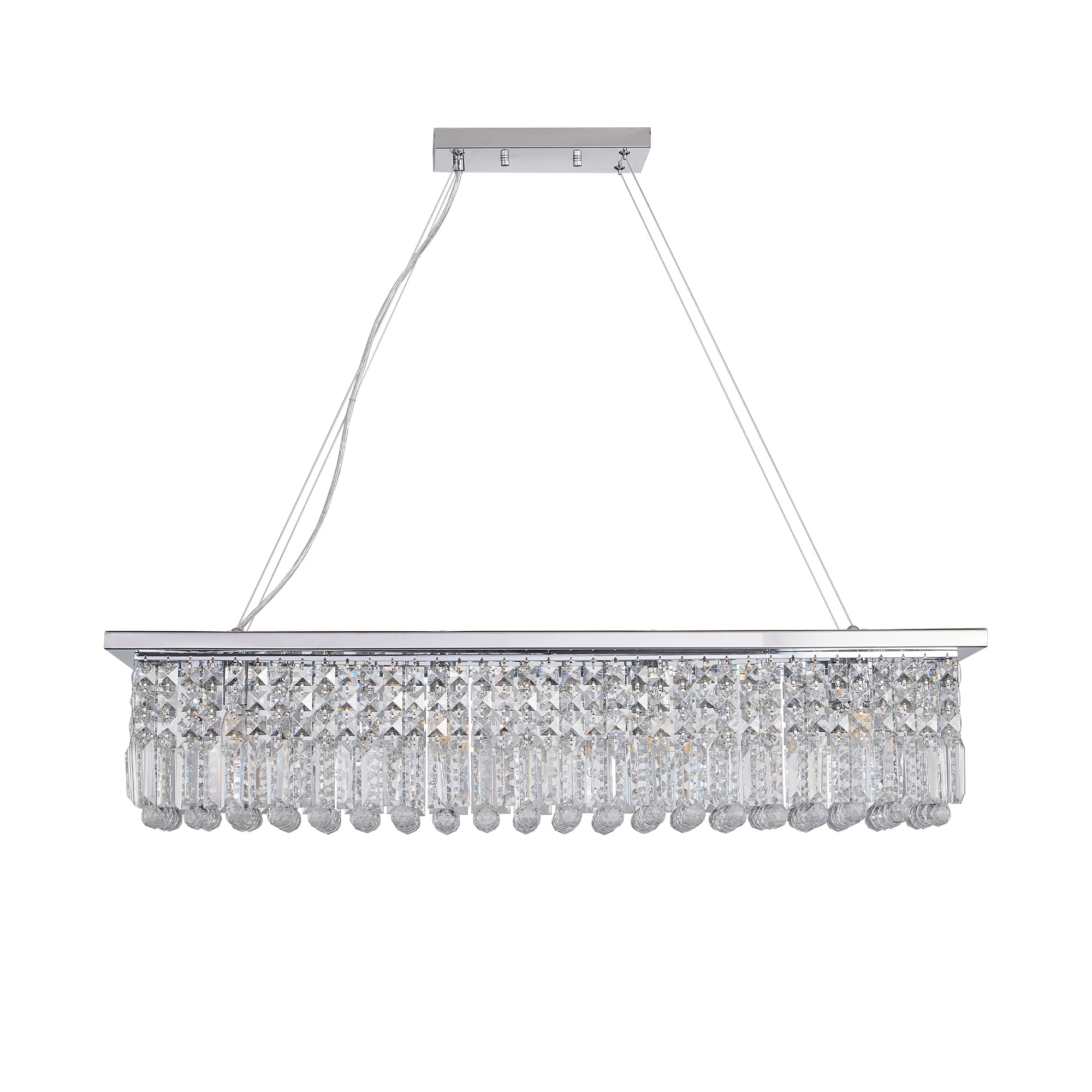 Lustre en cristal moderne pour salle à manger Rectangle blanc 8 lumières Raindrop Lustre Cont