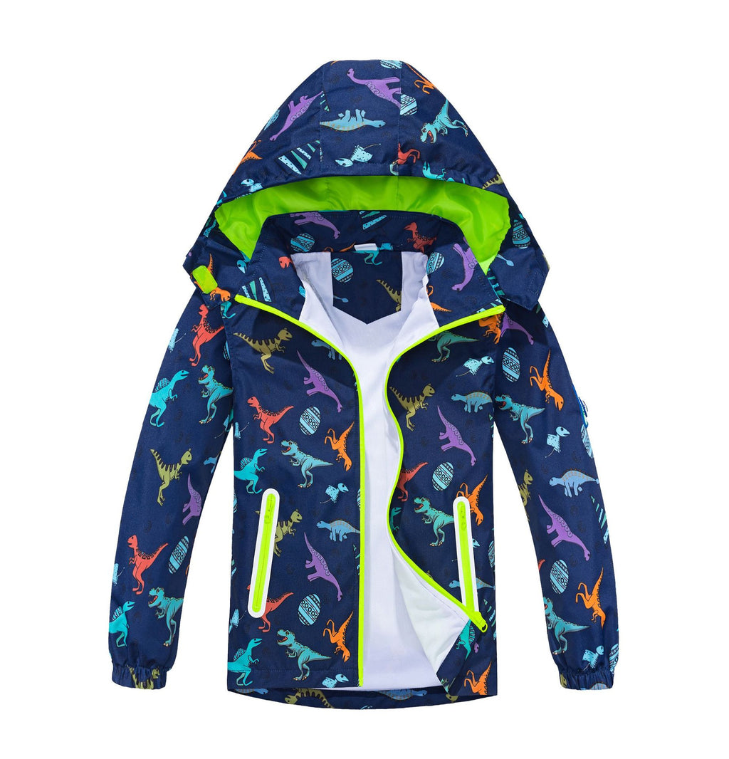 Springautumn Nouveau-arrivé Dinosaur-print Gradient-color Zip-up Hoodie pour les garçons et les filles