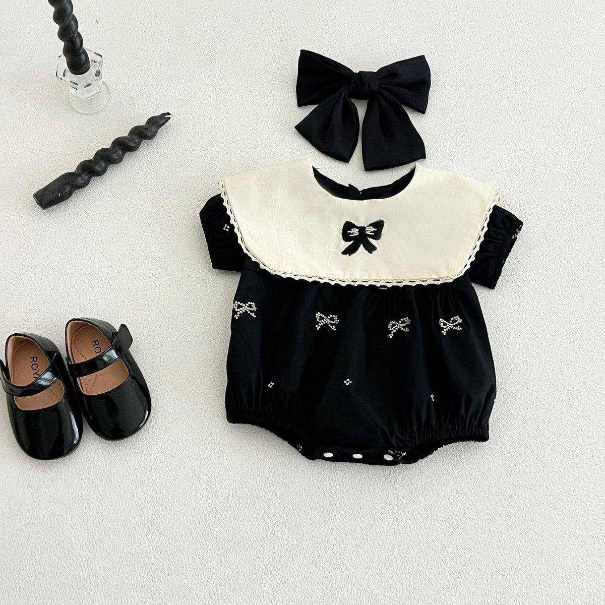 Ins Coton de style coréen Romper Polo brodé pour bébé fille