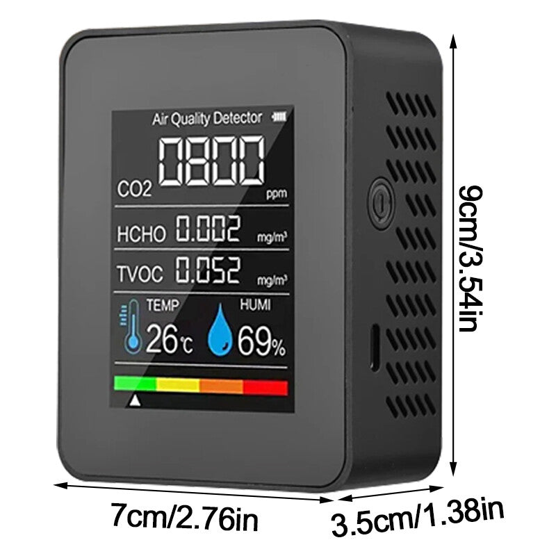 Détecteur de dioxyde de carbone TVOC HCHO de 5 compteurs de CO2 portatifs en1