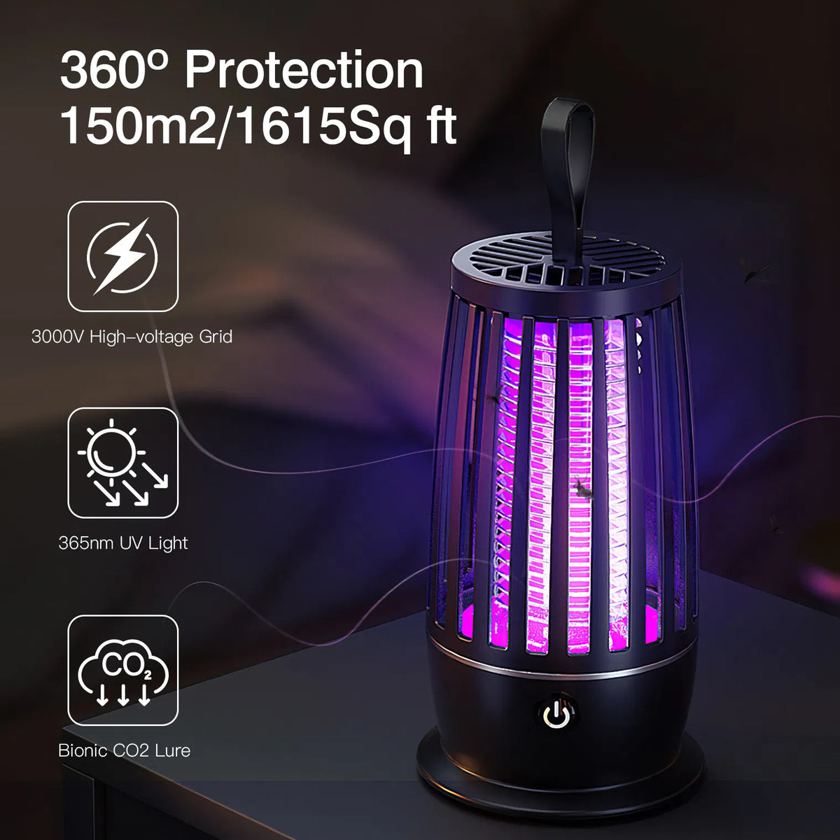 Lampe de tueur de Mosquito rechargeable Bug Zapper avec la lumière de nuit