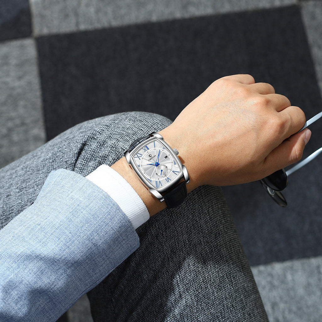 Carré hommes calendrier lumineux Mode Quartz montre