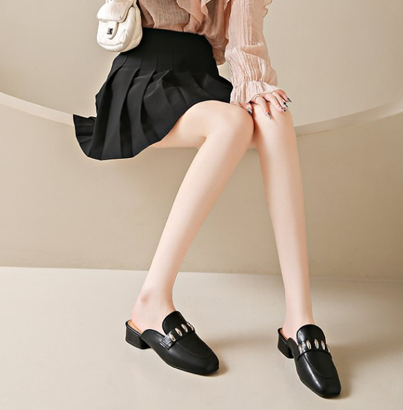 Été Noir Mode Fée Style confortable Une sangle Mule Slippers pour les femmes porter Outdoo
