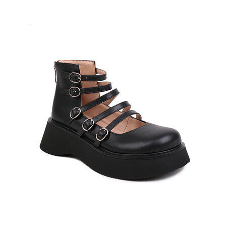 Chaussures haut de gamme pour femmes avec une ceinture en cuir épaisse