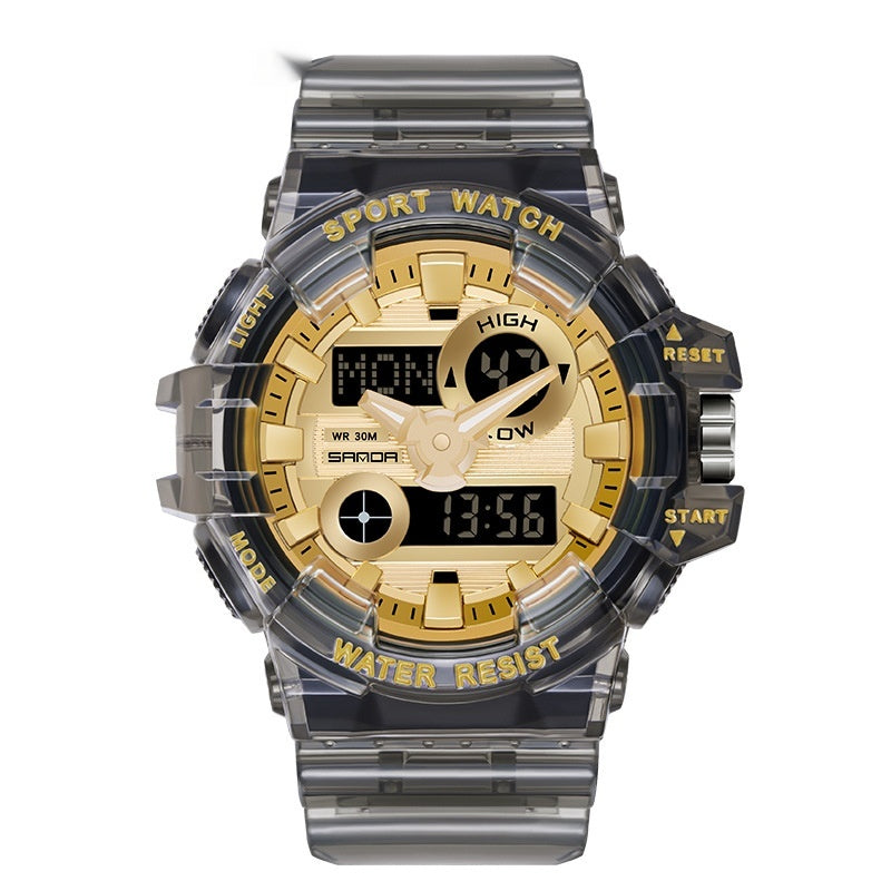 Trendy Sports Montre électronique Mode Double affichage Grand Cadran Lumineux Imperméable Unise