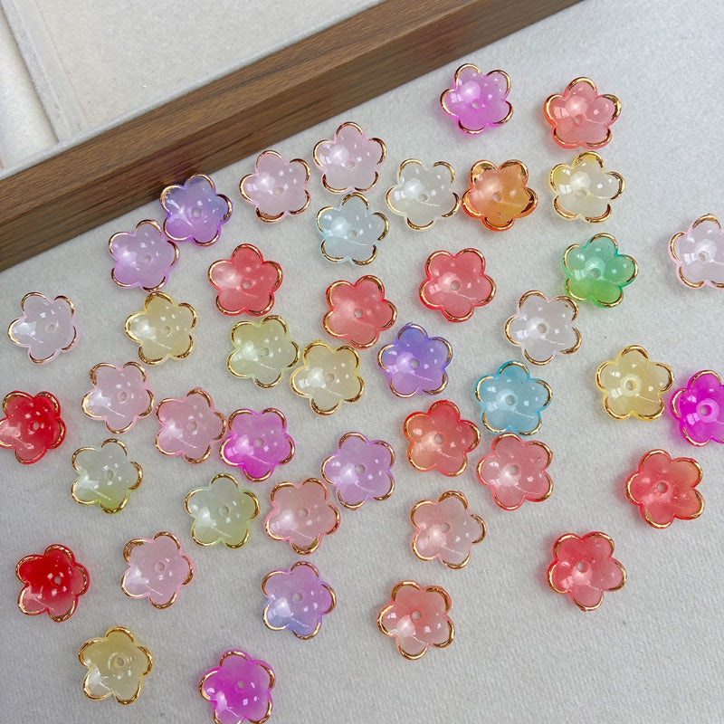 Perles de fleurs acryliques dorées à deux tons
