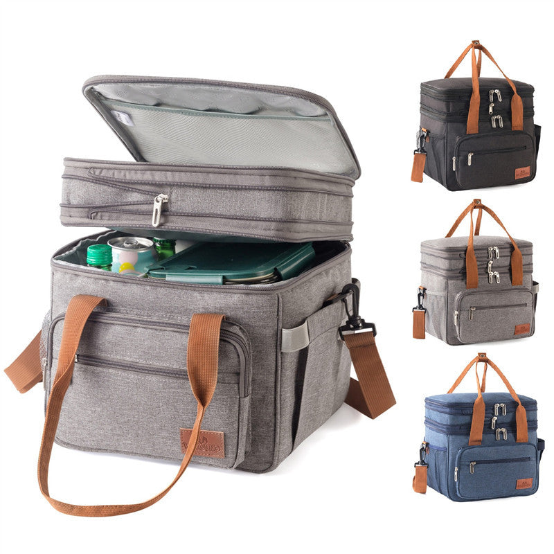 Sac à lunch double couche haute capacité avec isolation thermique pour picnics