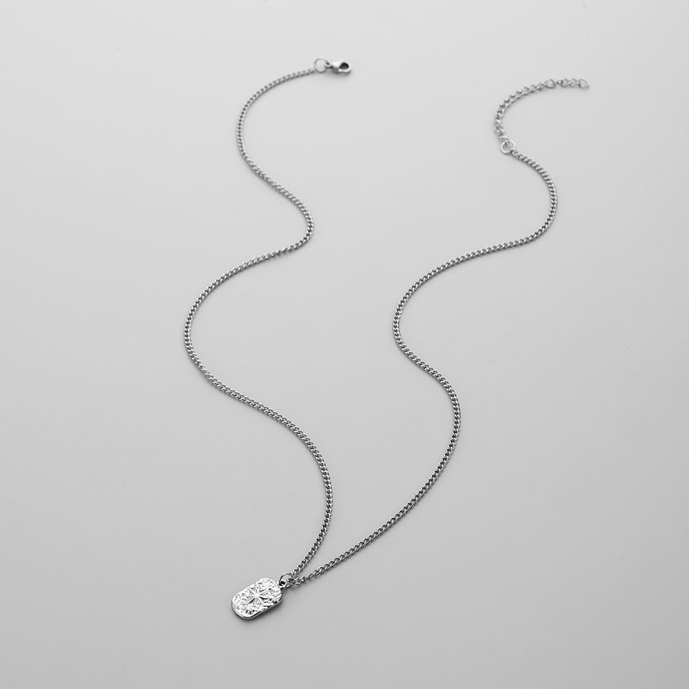 Mode Minimalist Relief XINGX plaque carrée collier pendentif Trendy Hommes