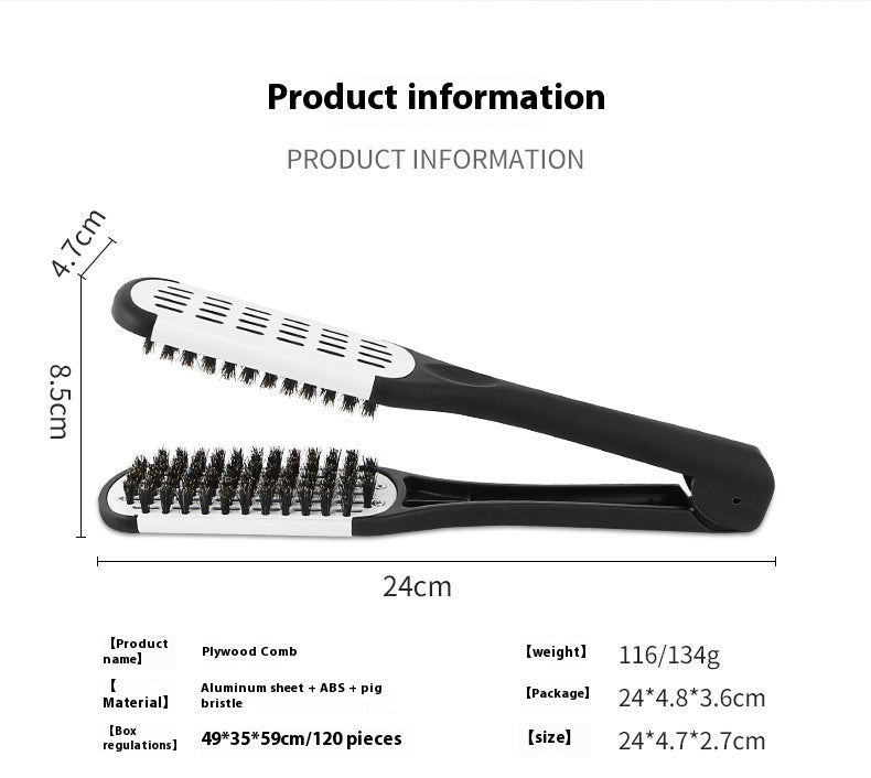 Peigne de pince de coiffure Bristle cheveux droits Styling cheveux droits Comb en forme de V