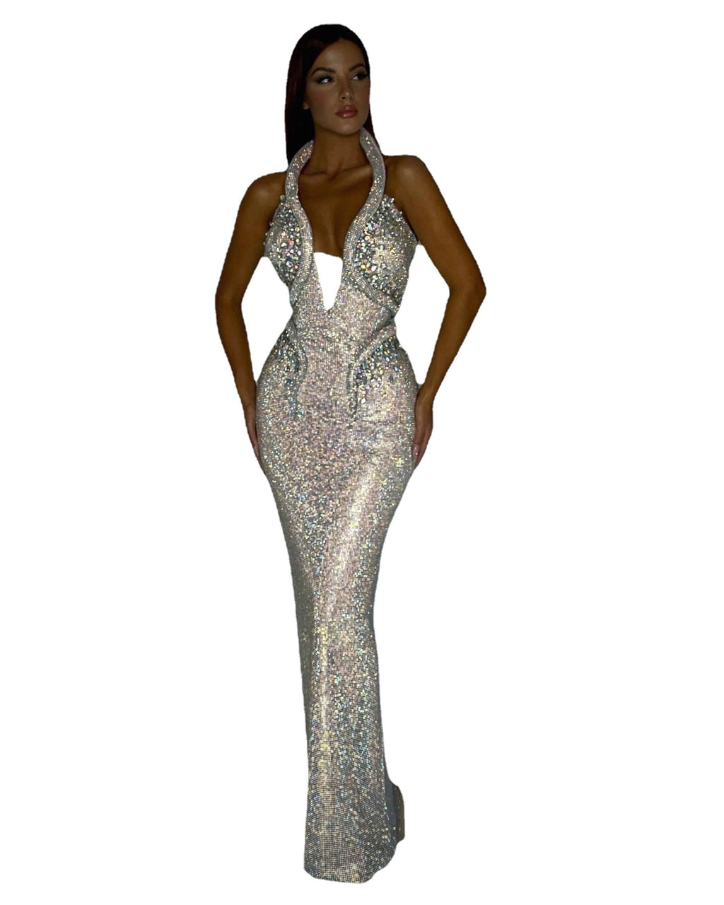 Sexy Sequined Banquet Robe gaine Trailing Robe de soirée