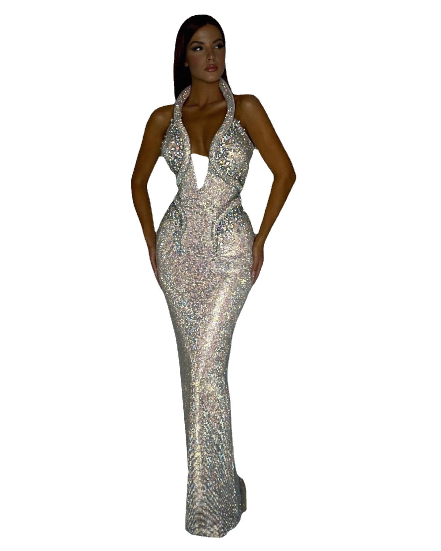 Sexy Sequined Banquet Robe gaine Trailing Robe de soirée