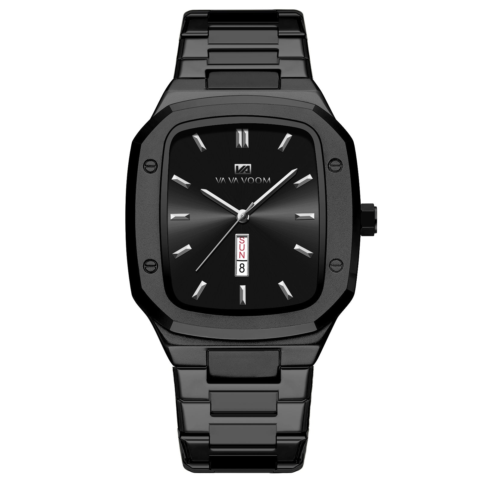 Business Rectangulaire Creative Dual-Date Steel-Strap Mens Watch