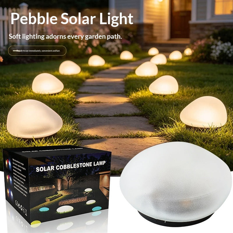 Solar Outdoor Pebble Garden Décoration pelouse paysage pierre nuit lumière