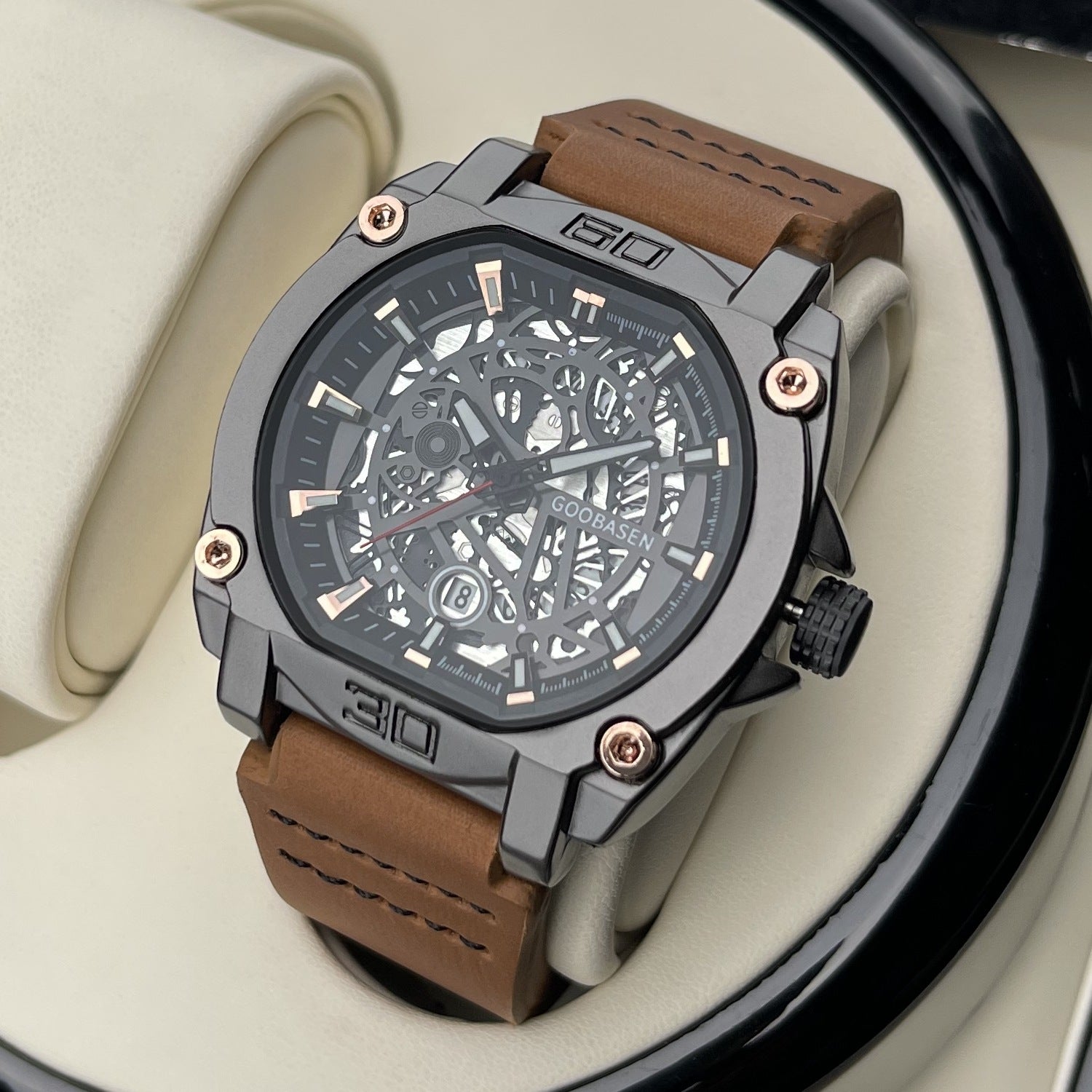 Multi-couche Craft Design Montre homme imperméable Lumineux