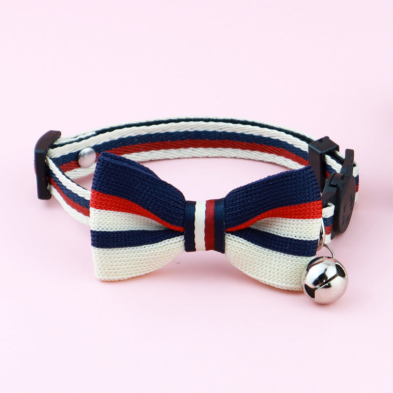 British-Style Striped Bow Tie Pet Collar