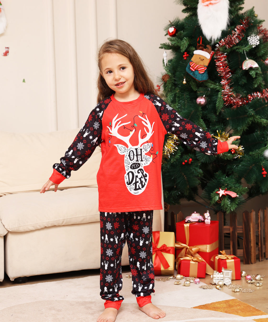 Lettre Snowflake Deer Christmas Parent-child Suit Printed Homewear Pajamas