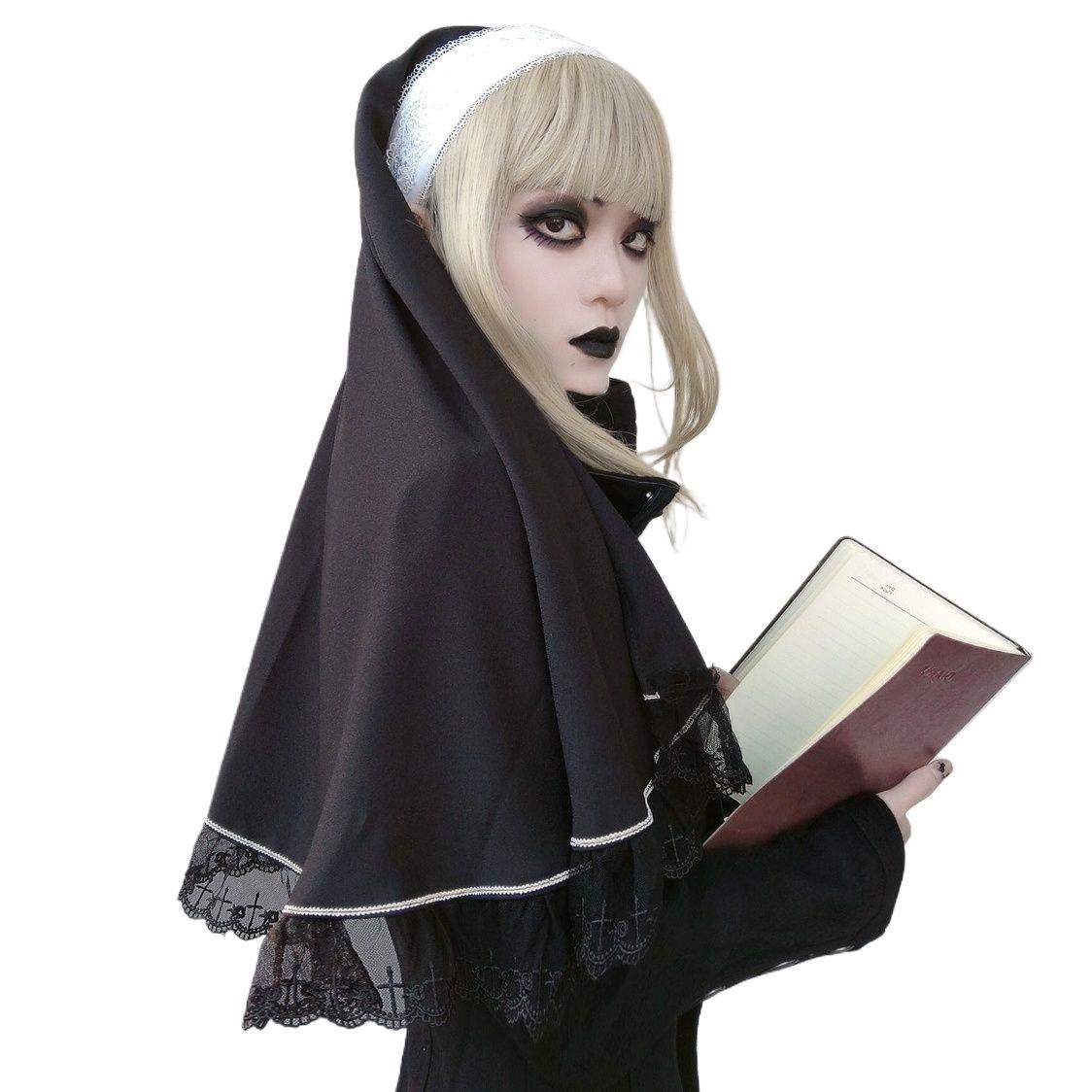 Nun Gothique Dark Lolita Accessoires Bande élastique Bande noire et blanche