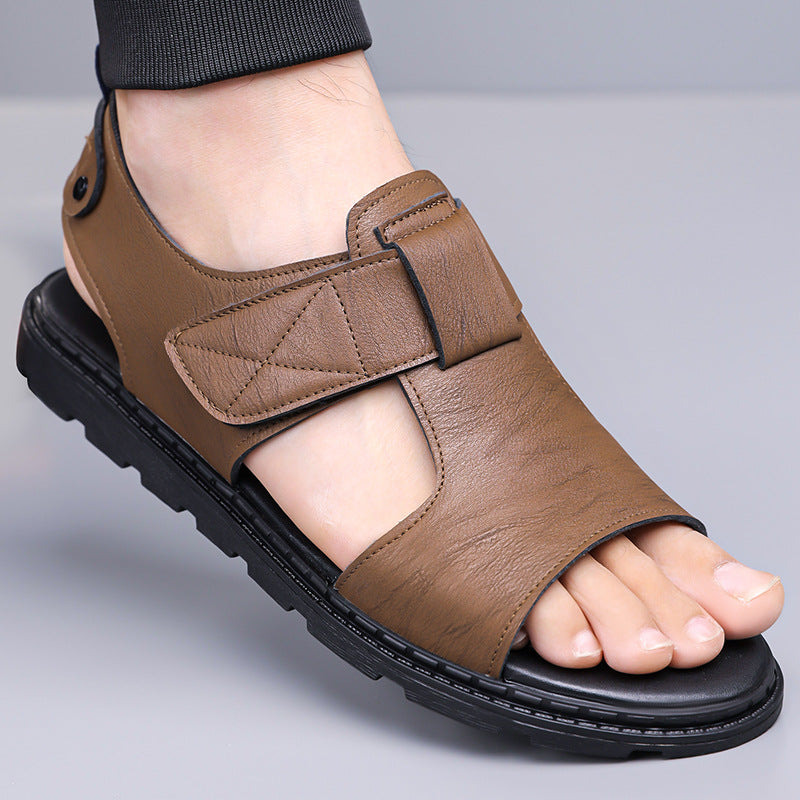 Sandales en cuir respirant casual homme avec des semelles douces