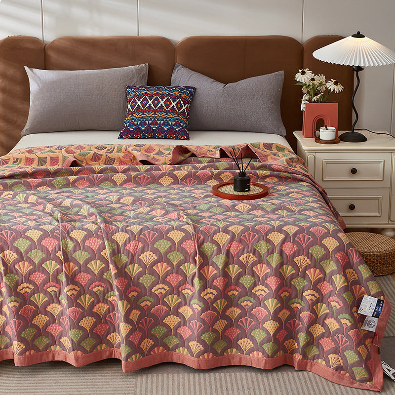 Pure Cotton Light Luxury Fil de trois couches Multi-fonctionnel Couverture Cotton Summer Qui