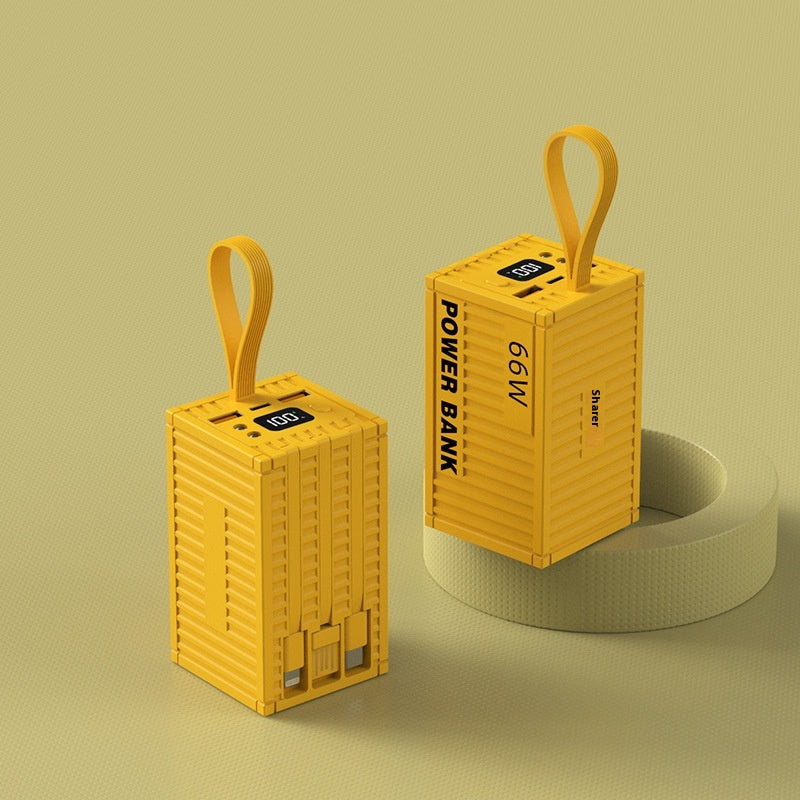 Conteneur de grande capacité créatif avec ligne 66W Super Fast Power Bank 20000 MA Mobile Powe