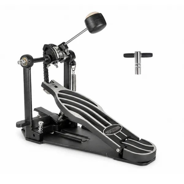 5 Core Bass Drum Pedal Mount Ajustable Felt Beater Head Single Chain HeavyDuty Kick Drum