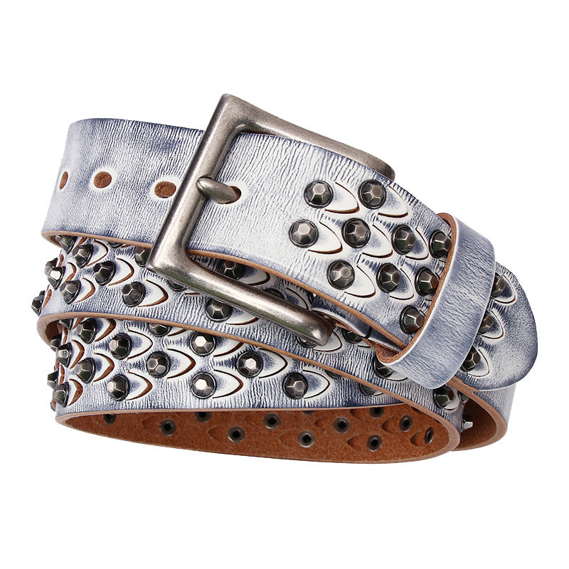 Ceinture de rivet distinctive pour femmes en cuir de vache pleine fleur