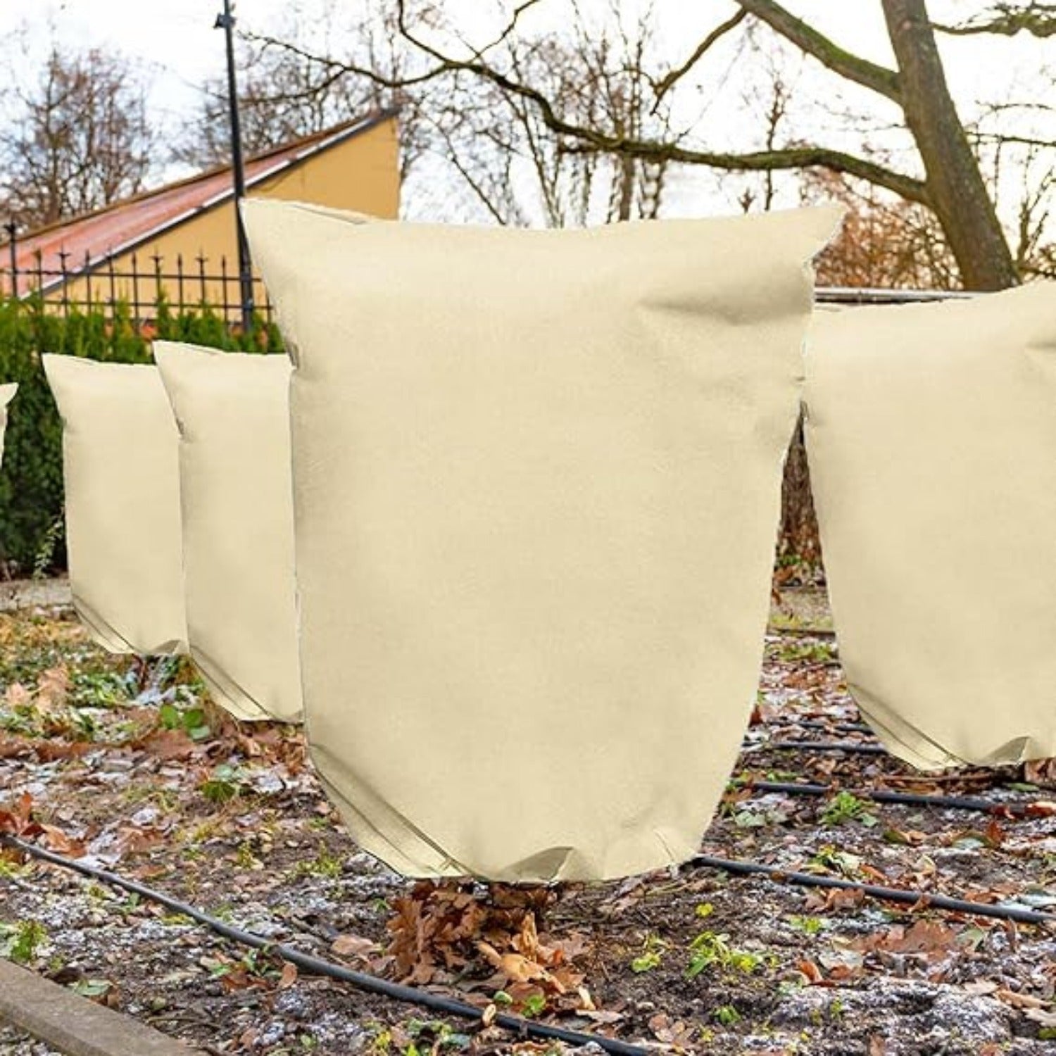 Protection de la plante jaune clair Hiver 180 × 120 Cm Sac de protection du gel Hiver Plant Protec