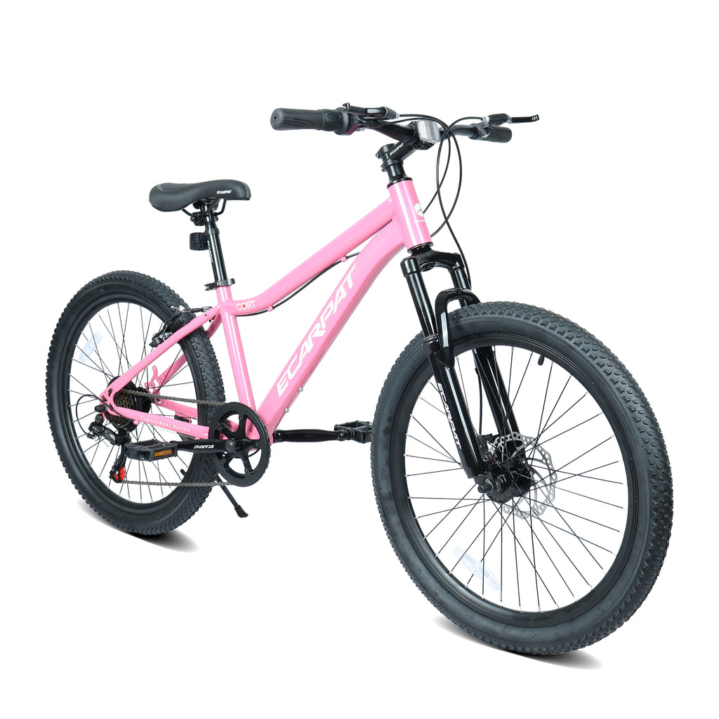 Vélo de montagne jeune 24 pouces avec 7 vitesses et suspension avant Cadre en acier durable