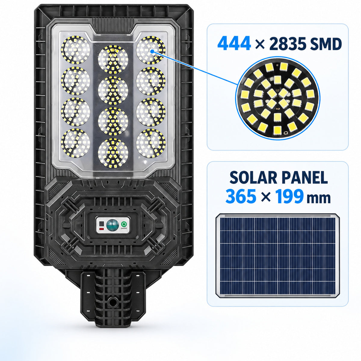 Solar Powered Motion Sensor Outdoor Light W7114 1 Noir pour Garden Yard Street Wall LED