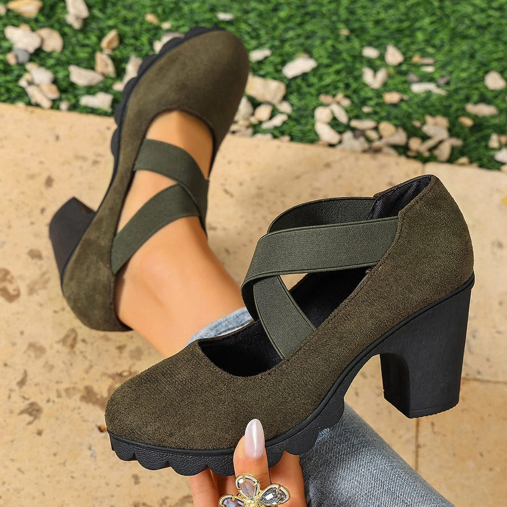 Retro Cross-Strap Platform High Heels
