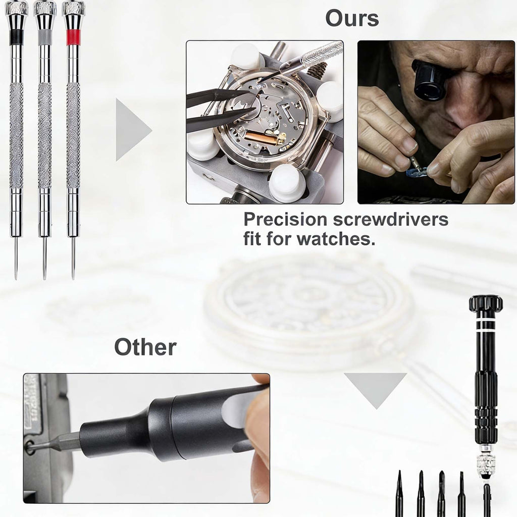 147PCS Kit d'outils de réparation de montres Déchiqueteuse de cas de retour Spring Pin Bars Watchmaker