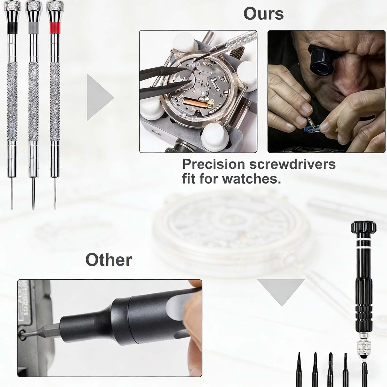 147PCS Kit d'outils de réparation de montres Déchiqueteuse de cas de retour Spring Pin Bars Watchmaker
