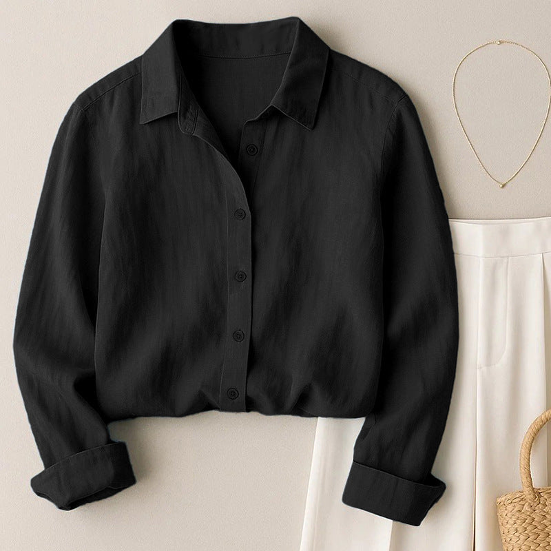 Chemise décontractée en couleur unie de style français