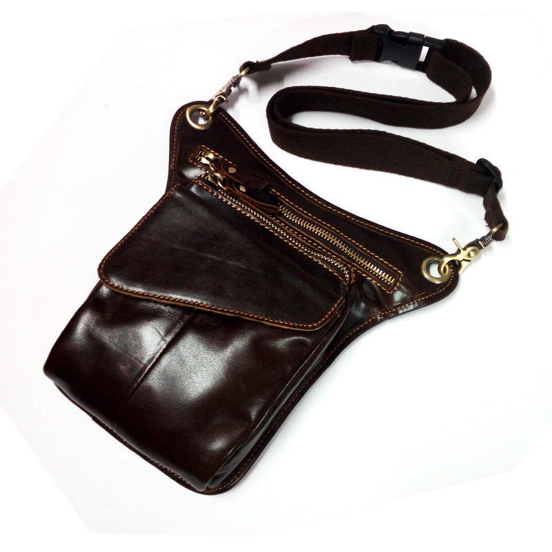 Véritable sac de taille en cuir pour hommes extérieur