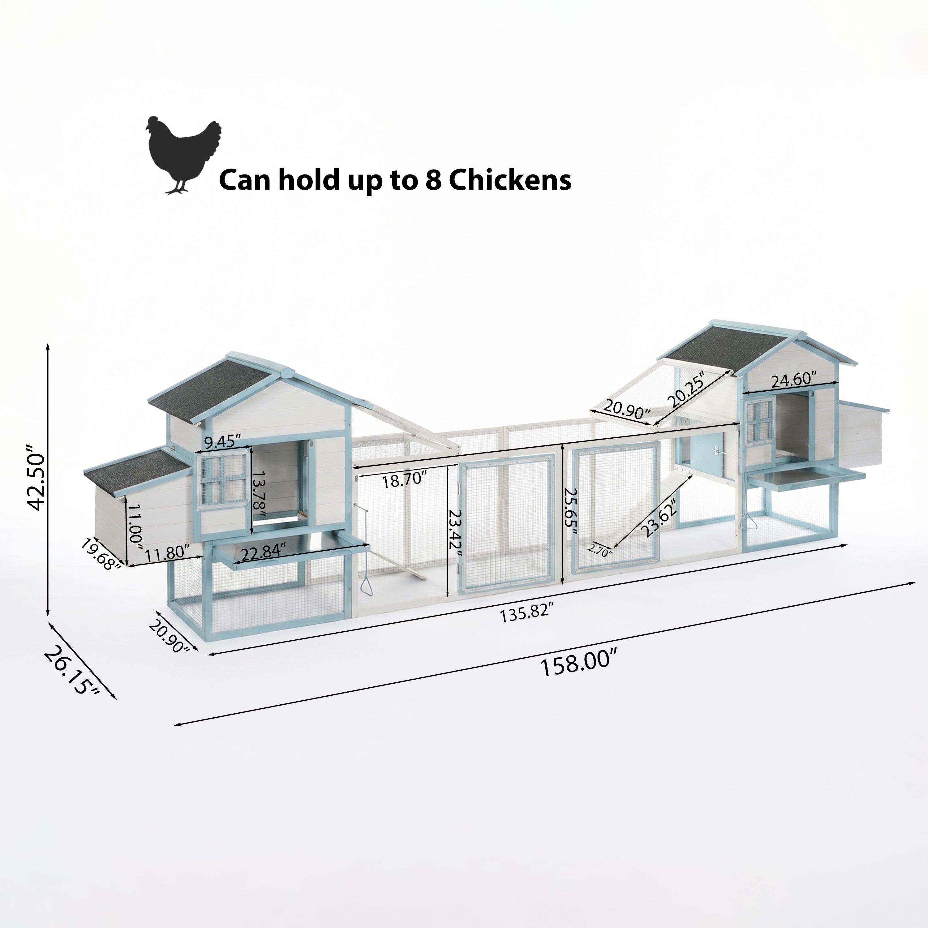 Coop grand poulet en bois avec double boîte de nidification