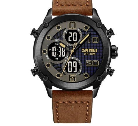Sports de plein air hommes montre électronique double mouvement multifonctionnel