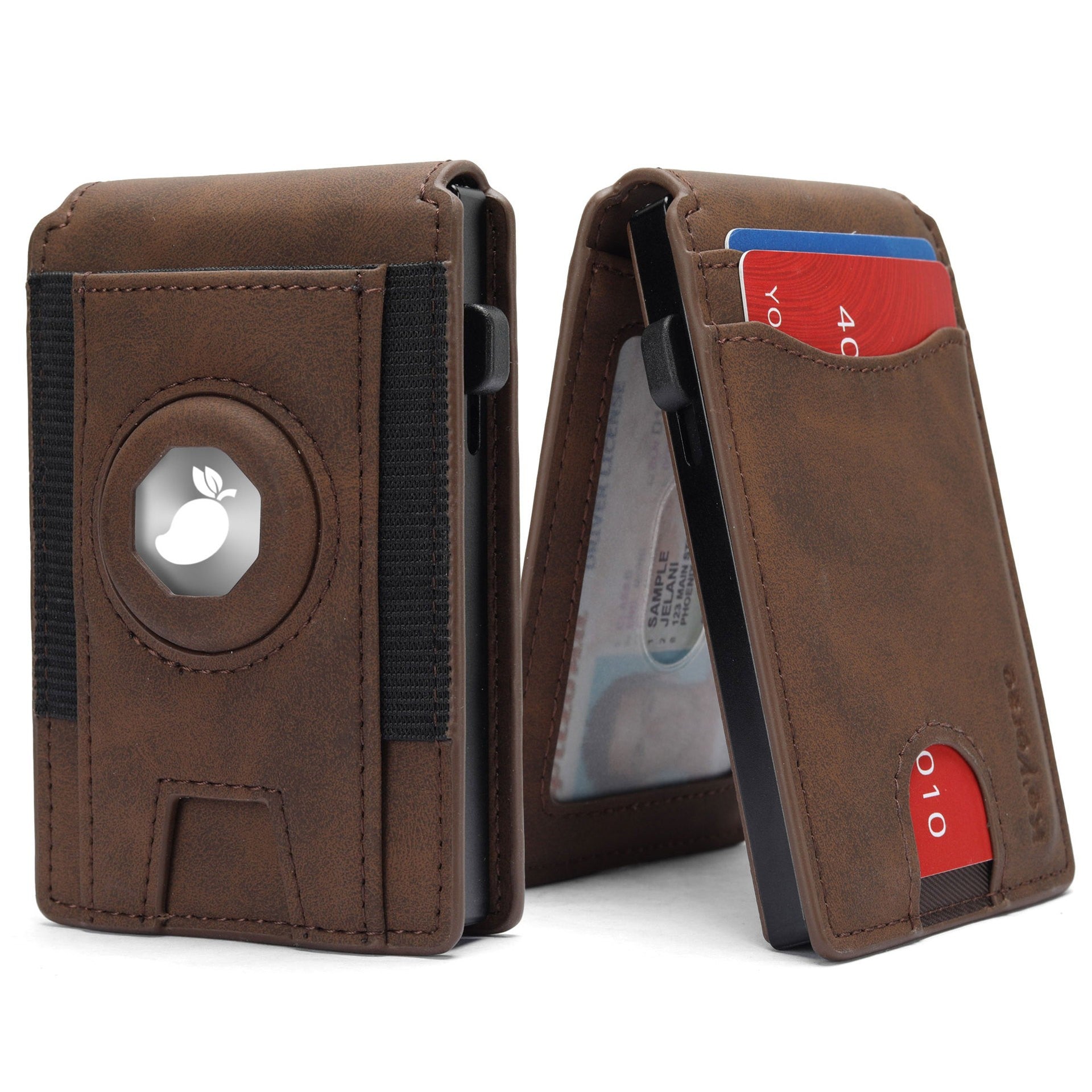 Flip-style Multi-carte-slot en cuir véritable hommes portefeuille