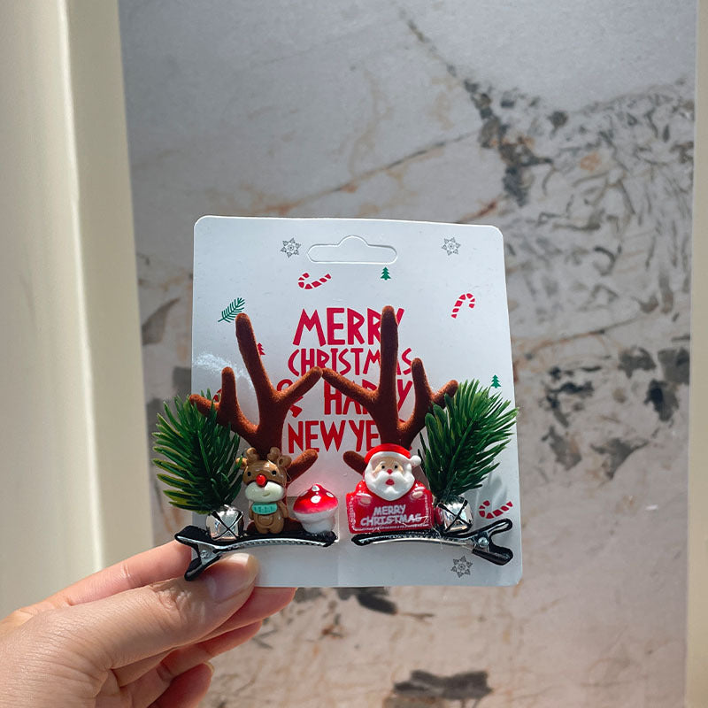Unisex Christmas Reindeer Hair Clips for Festive Holiday Styling