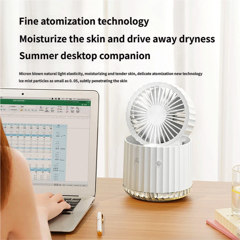 Ventilateur de pulvérisation de brouillard rechargeable 3 vitesses Ventilateur USB portable avec 5 lames