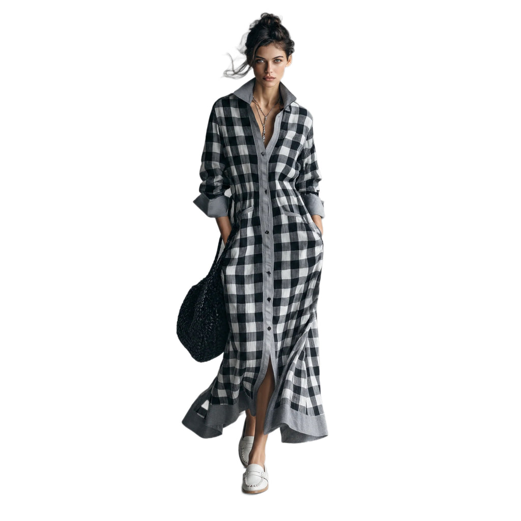 Robe de chemise à manches longues pour femmes