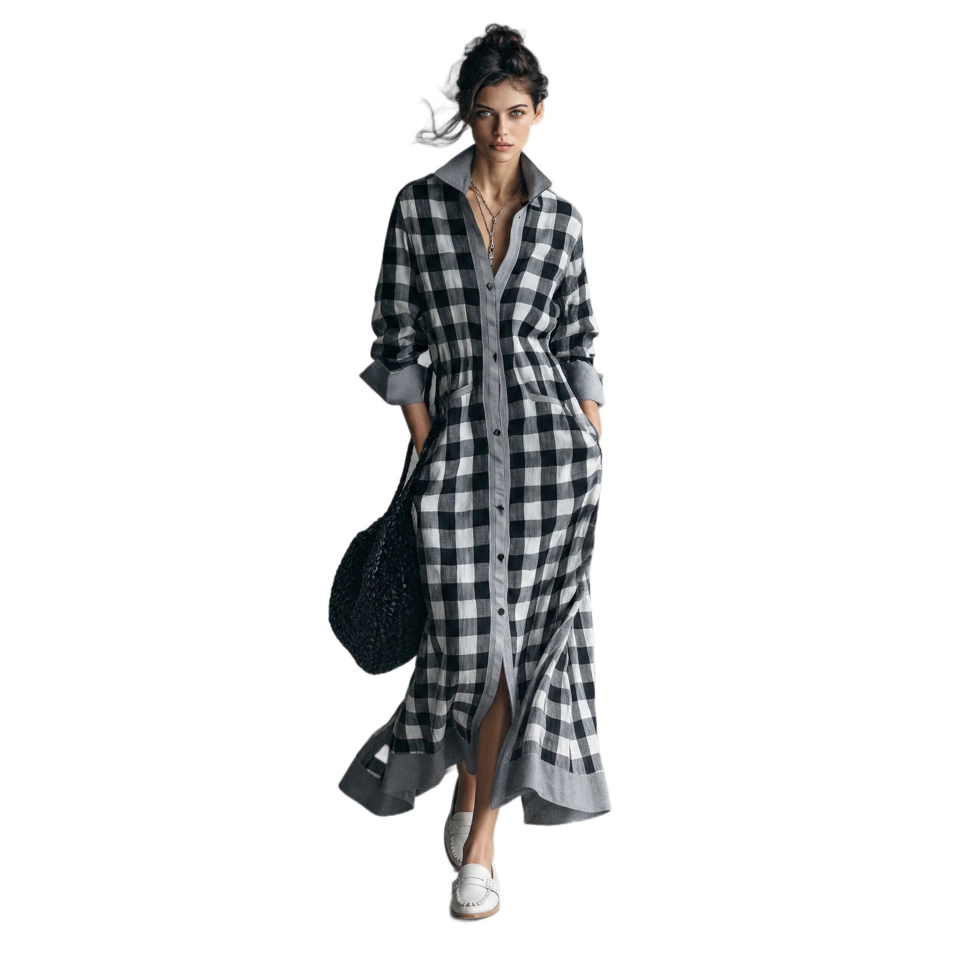 Robe de chemise à manches longues pour femmes
