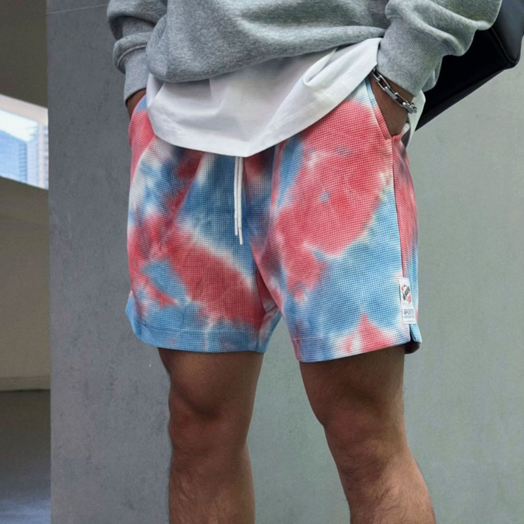 Tie-dye Waffle-Weave American-Style Hommes Short de course