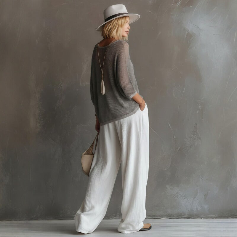 Ensemble de pantalons en coton à manches larges pour femmes