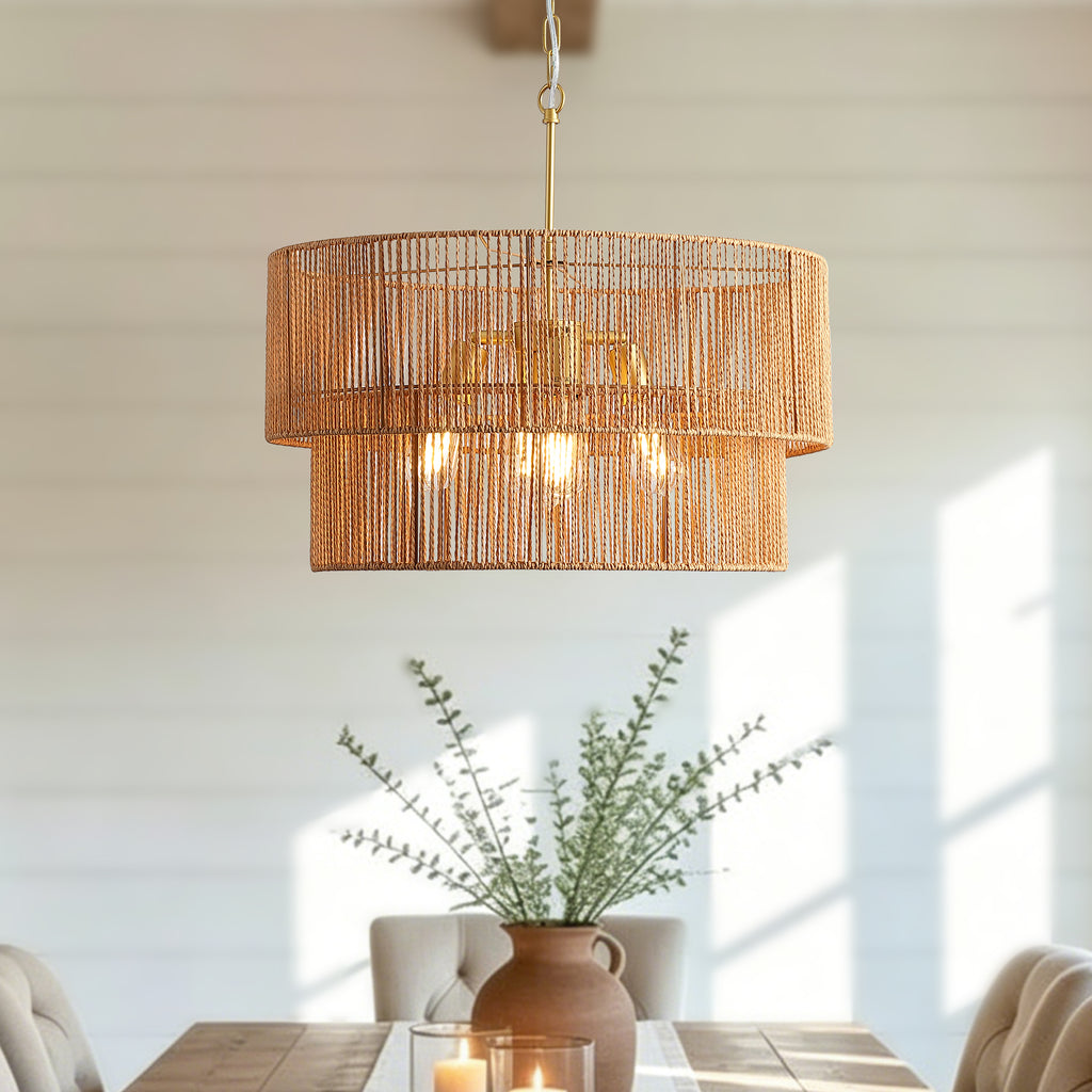 23.62 en papier tissé à la main Rattan Chandelier