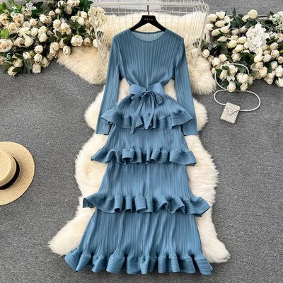 Cake industrie lourde plissé mince robe longue