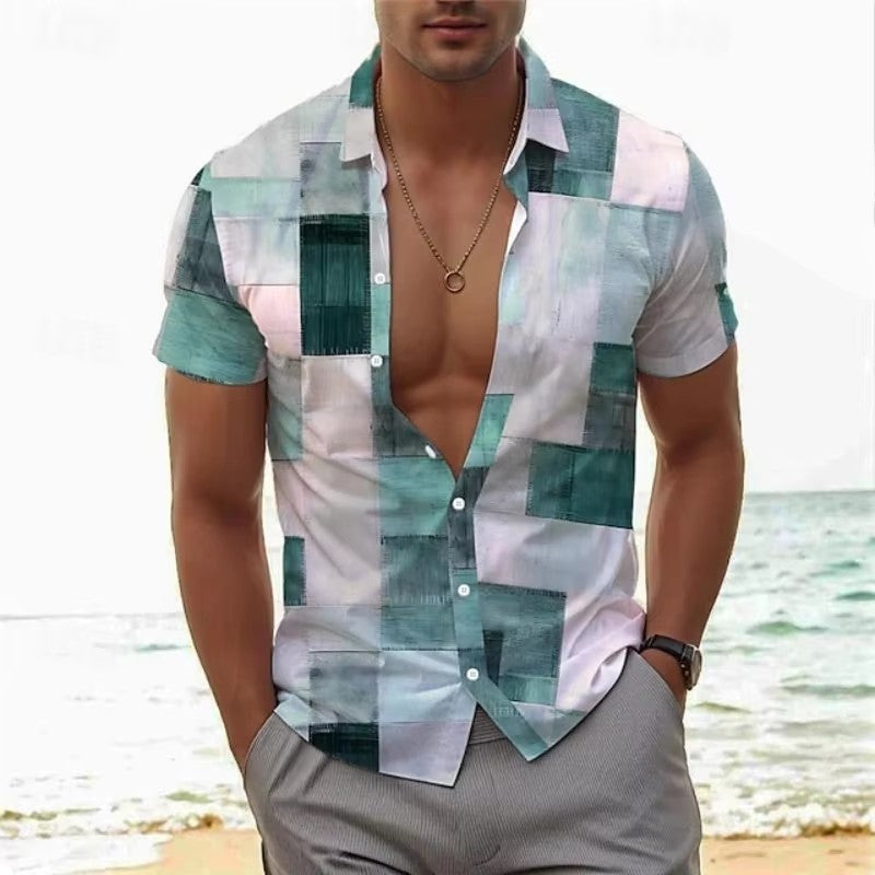 Chemise à manches courtes à manches courtes imprimées 3D de taille européenne pour homme Casual Slim-fit Beach