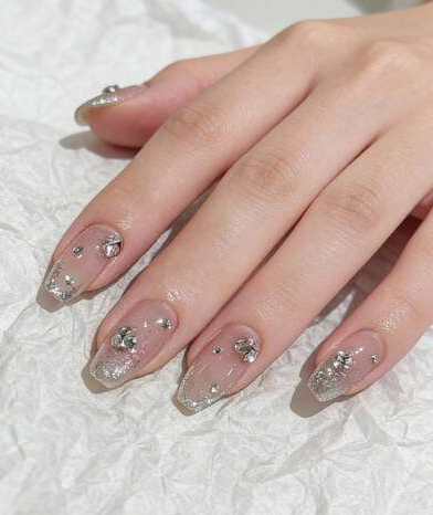 24 pièces de poudre à ongles polonais en forme de cercueil en forme de cercueil style presse 3D pierre gemme