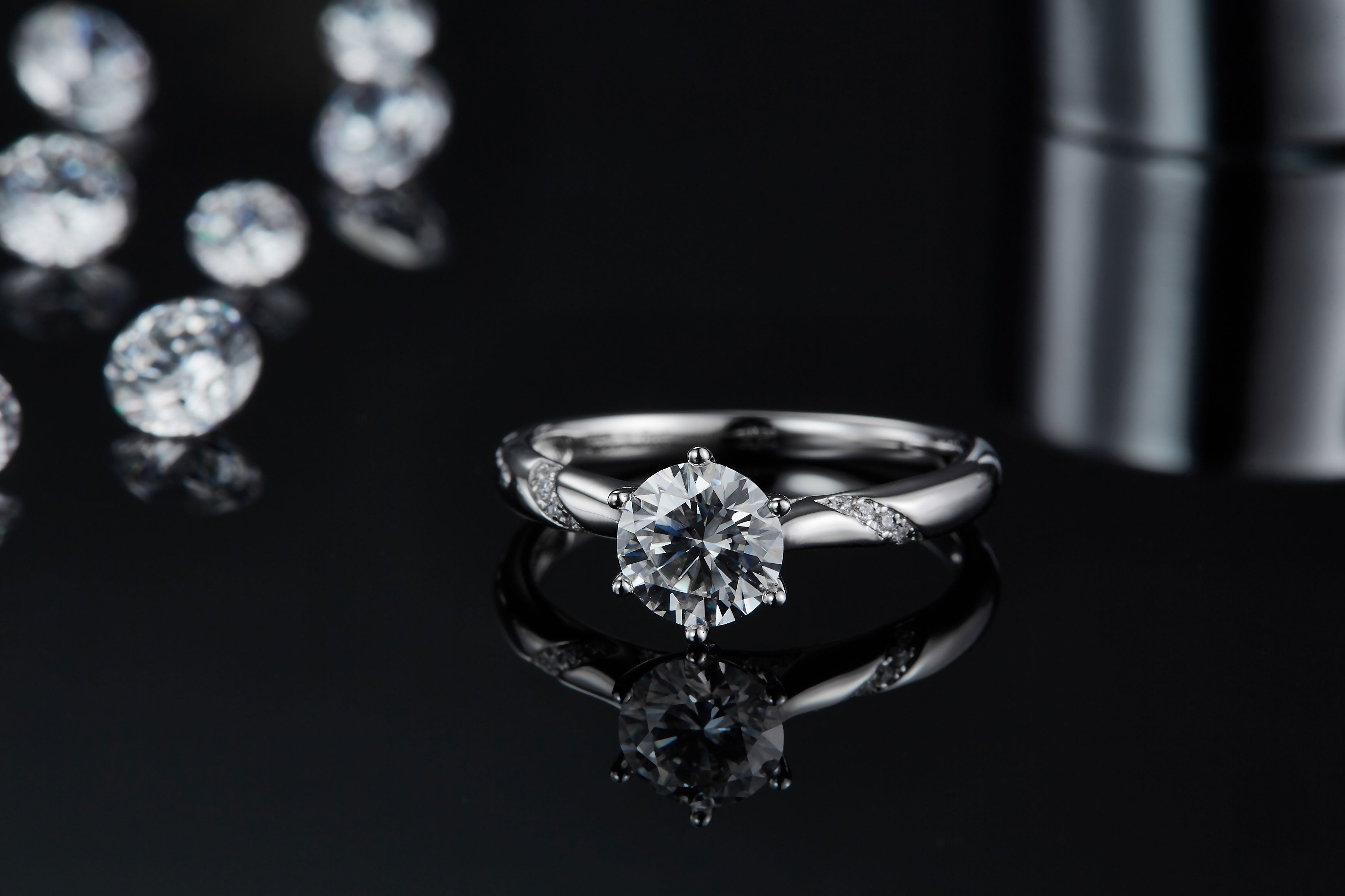 S925 Argent Sterling 1ct Moissanite bague de fiançailles