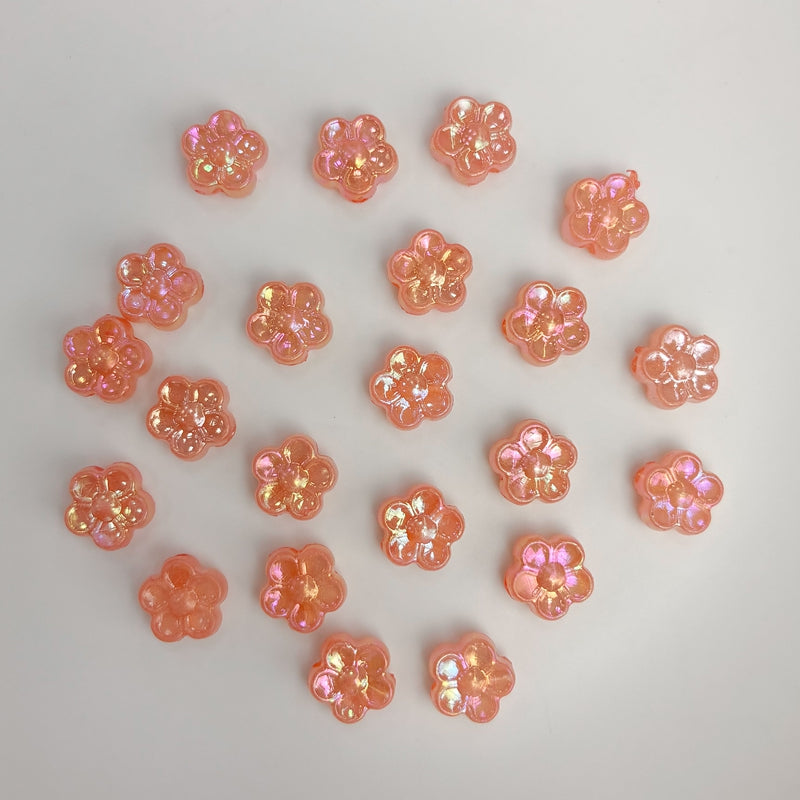 Mini perles de fleurs en acrylique 5-Petal avec paillettes d'or fin