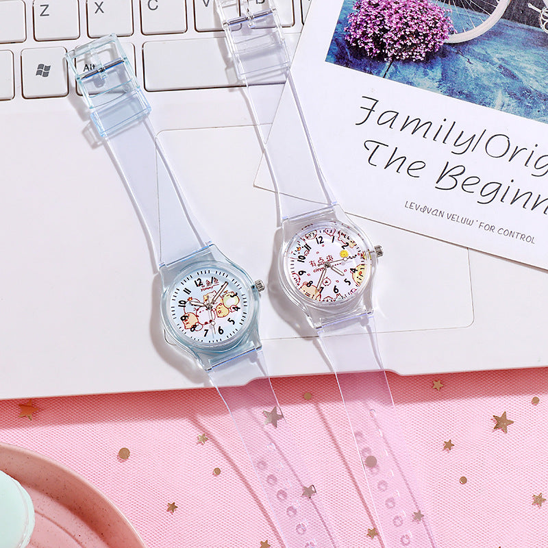 Montre de caricature pour enfants en PVC transparent